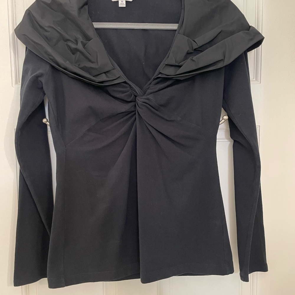 CAbi Black Long Sleeve Top with Twisted Front